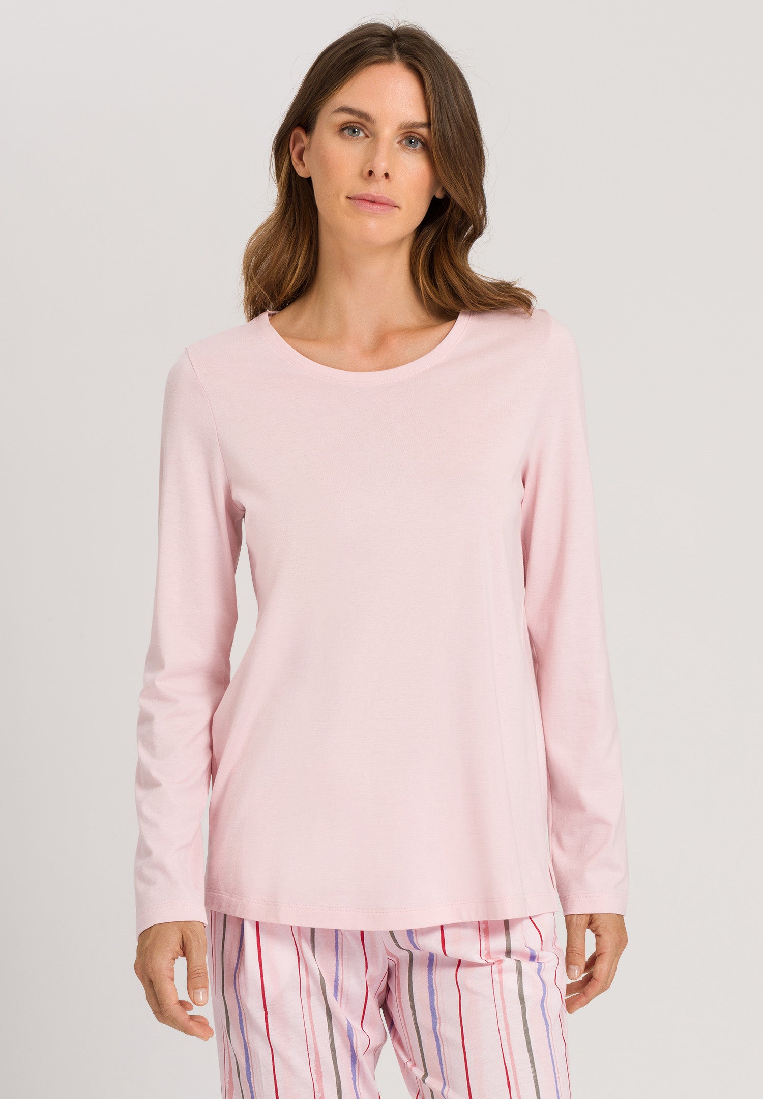 HANRO Sleep & Lounge Long Sleeve Shirt in Pink Whip