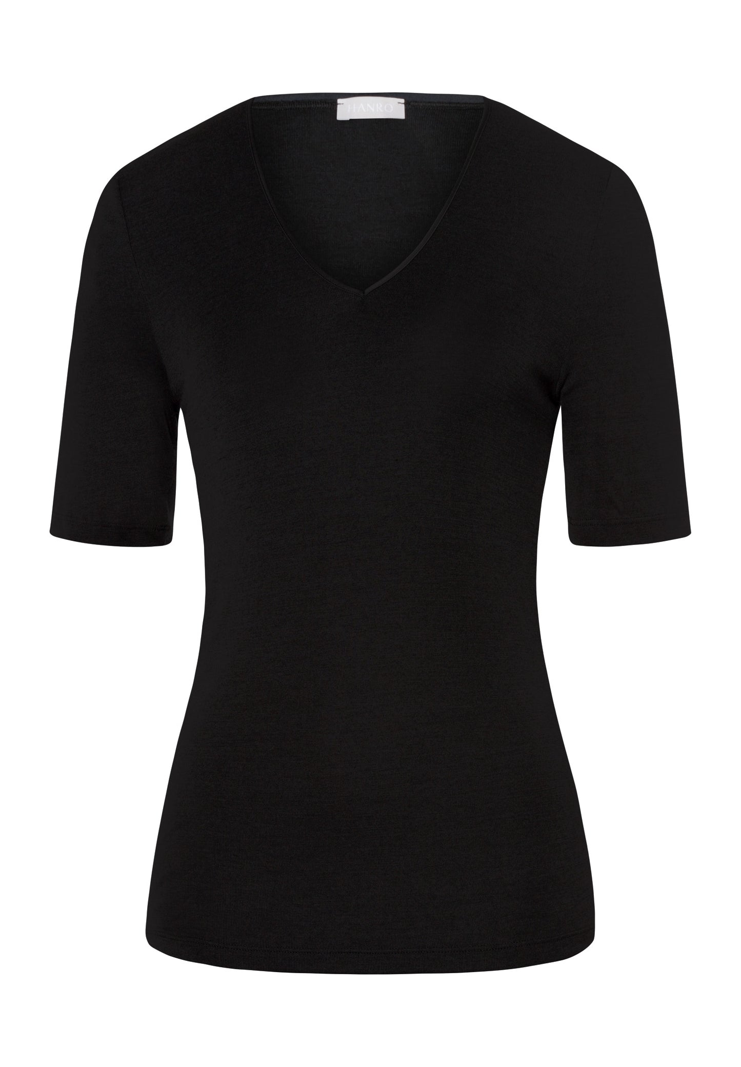 HANRO Black Woolen Silk Short Sleeve Shirt