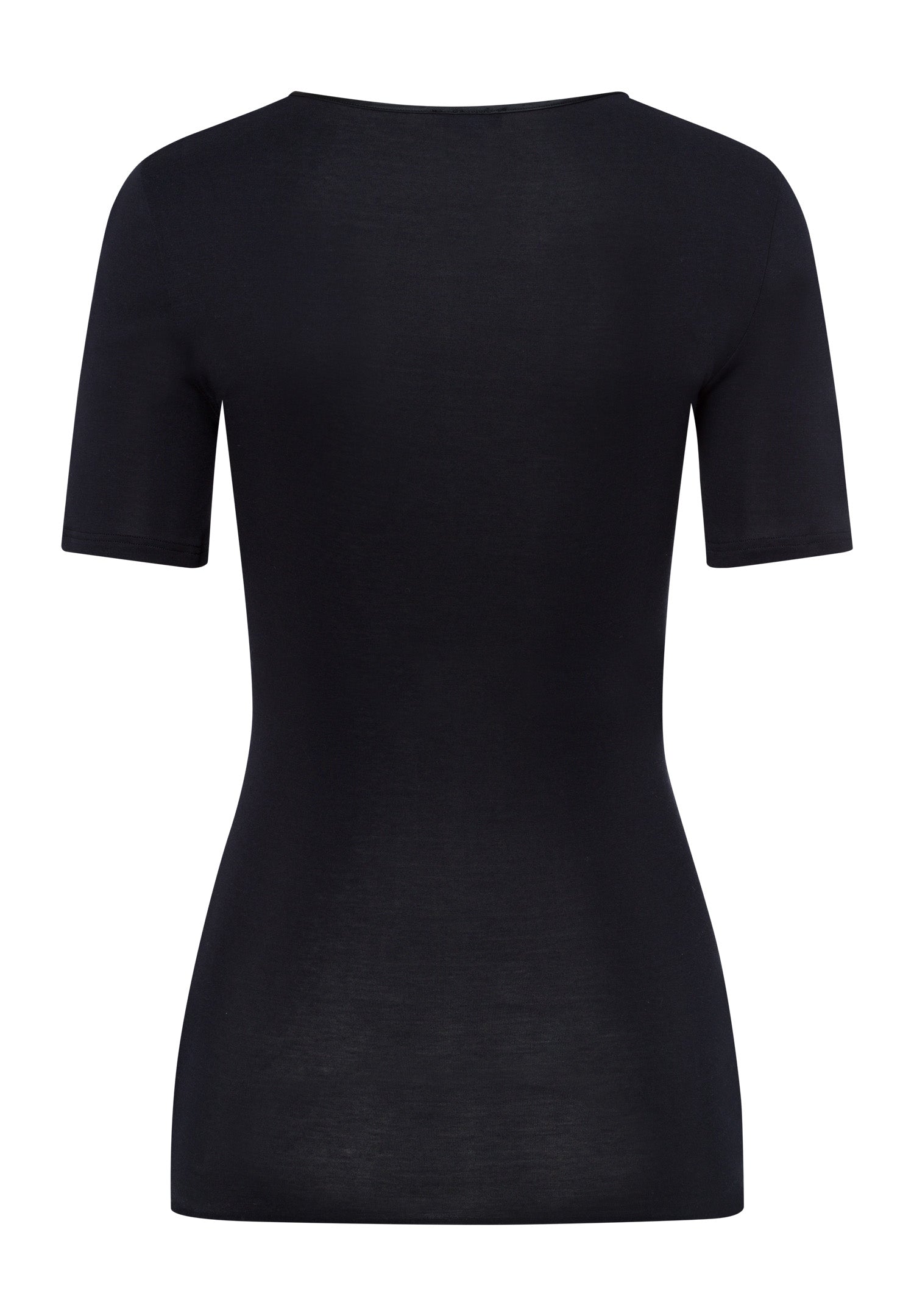 HANRO Black Cotton Seamless Short Sleeve Shirt