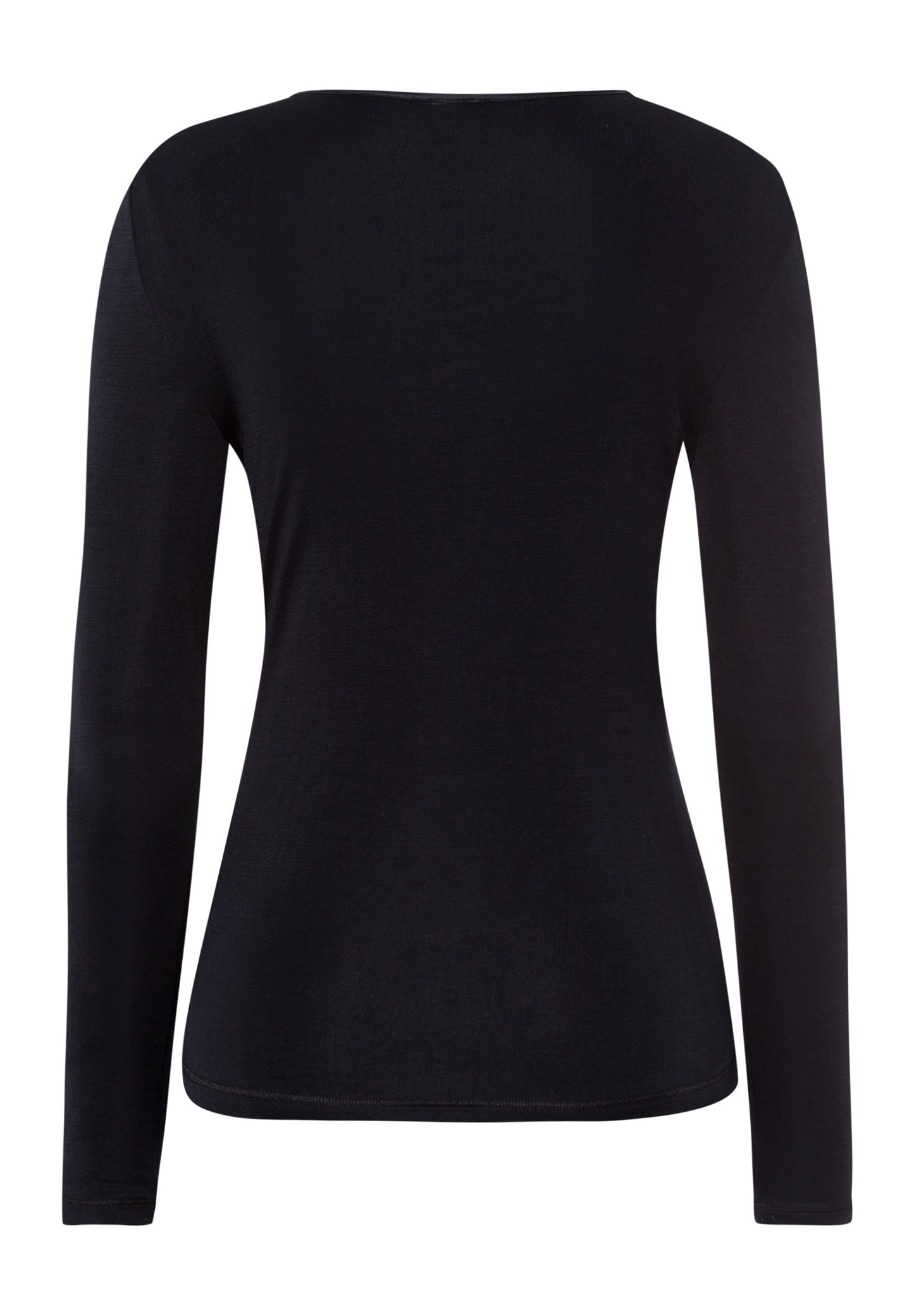 HANRO Black Pure Silk Long-Sleeve Shirt