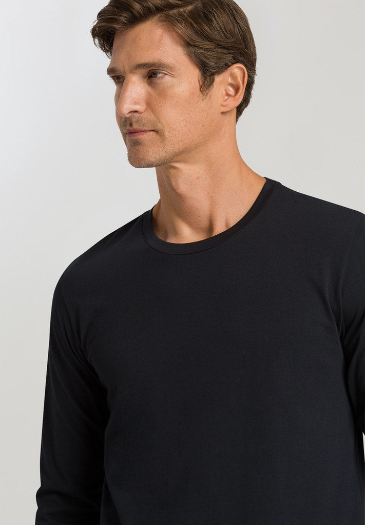 Mens Longsleeve Shirt in black | HANRO