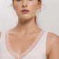HANRO White Cotton Lace V-Neck Tank Top