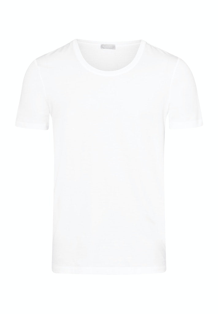 HANRO White Cotton Superior Short Sleeve Shirt