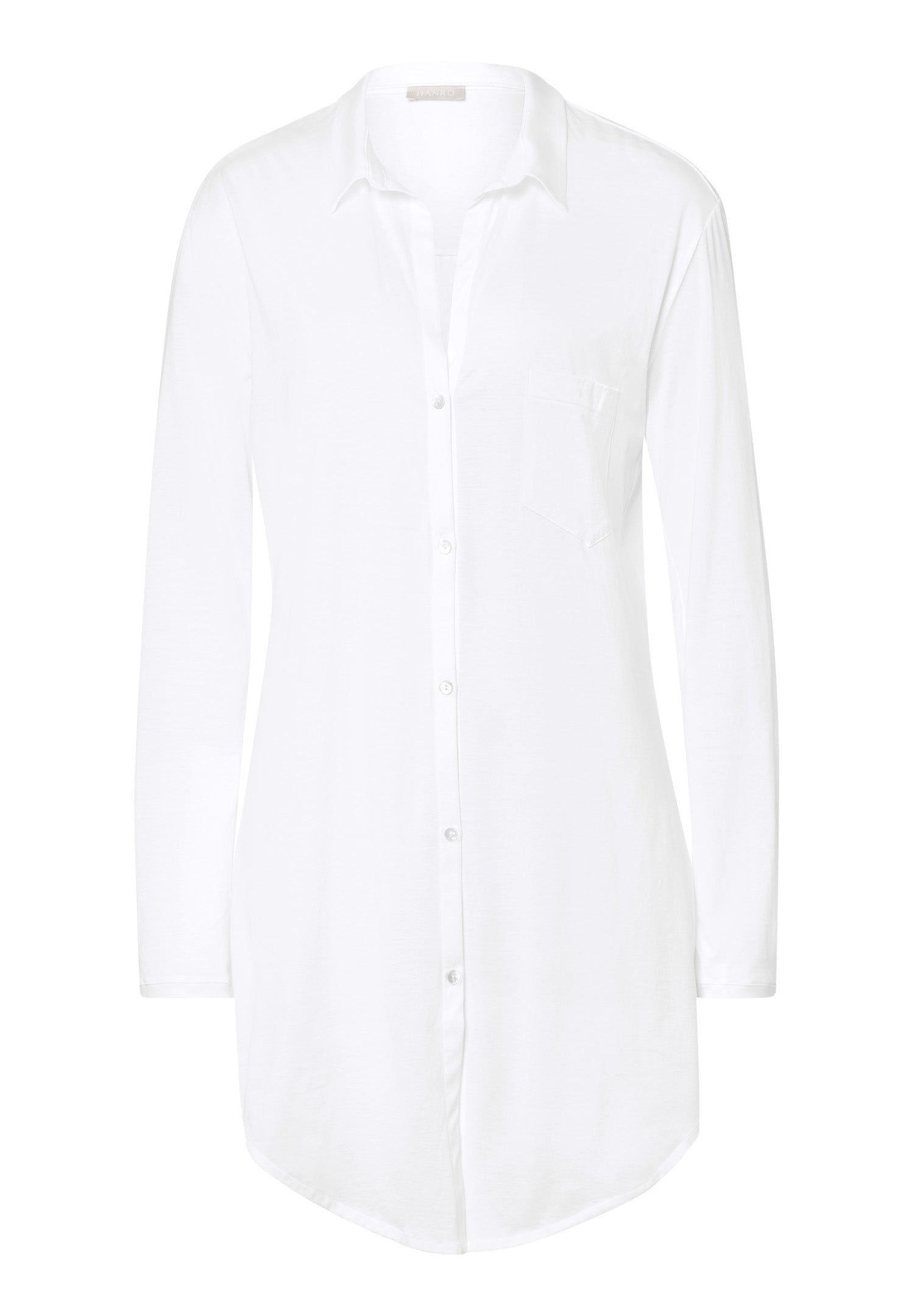 HANRO White Cotton Deluxe Long Sleeve Nightshirt