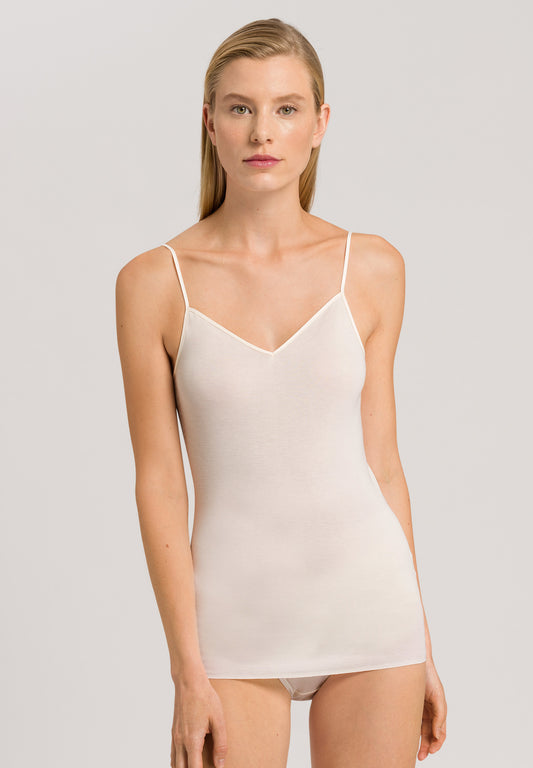 HANRO Pale Cream Cotton Seamless Spaghetti Top