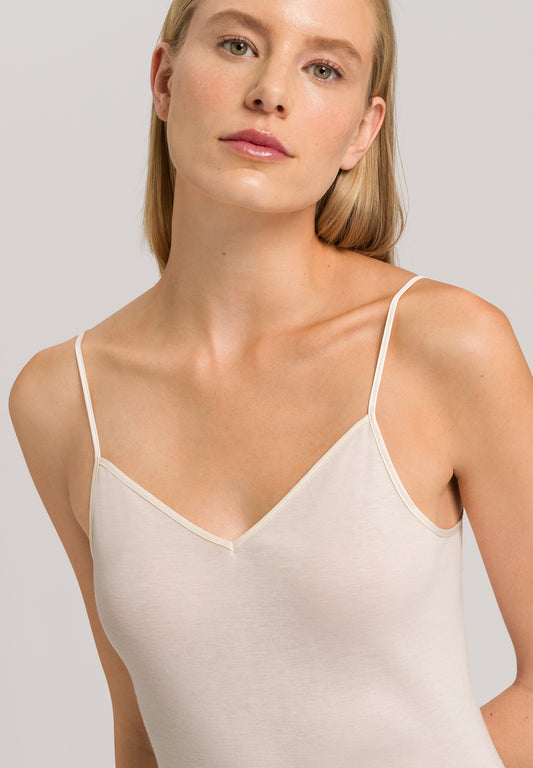 HANRO Pale Cream Cotton Seamless Spaghetti Top
