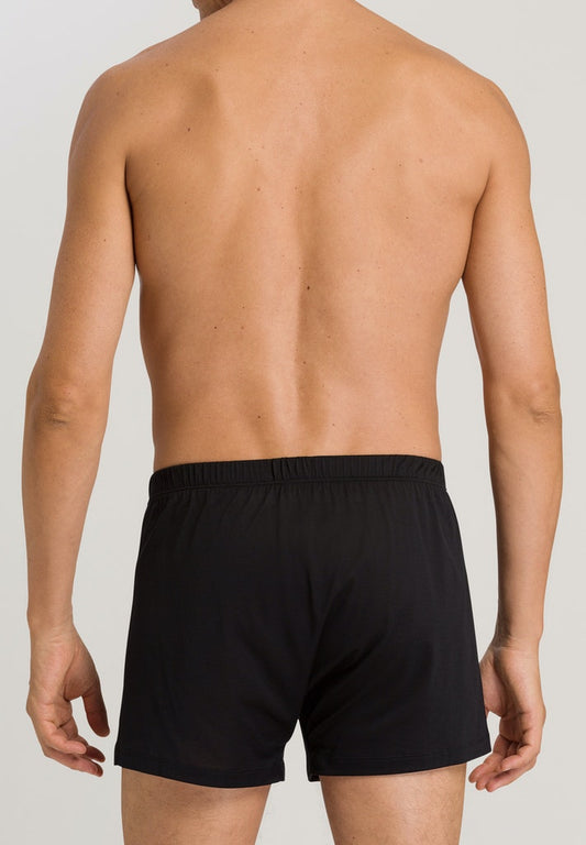 HANRO Black Cotton Sporty Boxer with Fly
