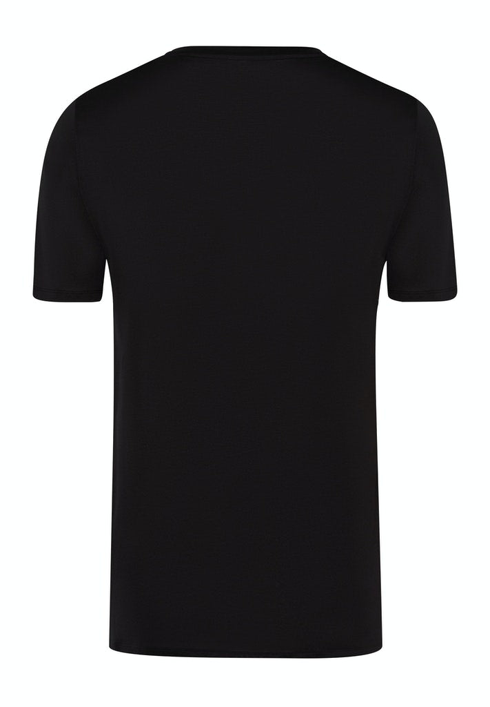 HANRO Black Cotton Sporty Short Sleeve Shirt