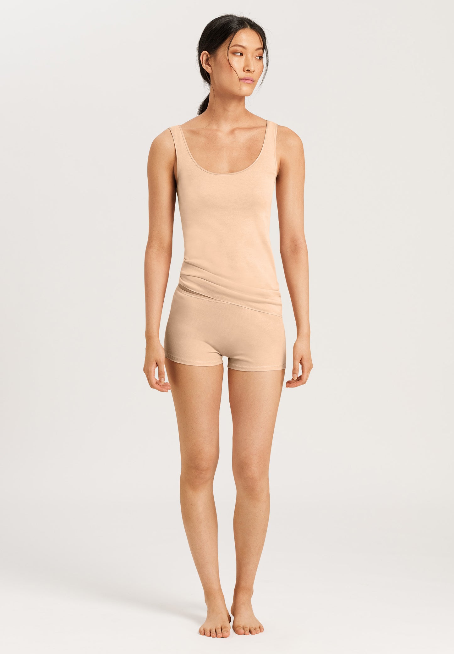 HANRO Beige Cotton Seamless Shortleg