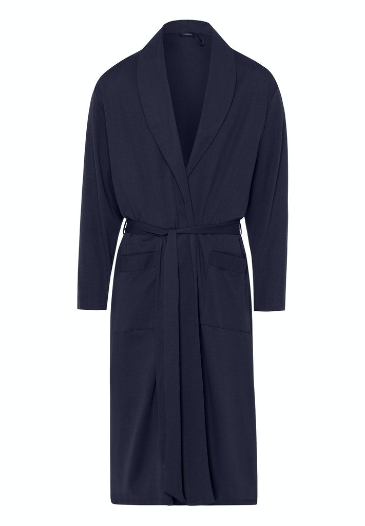 Hanro Raffael Robe Mens Robe in black iris | HANRO – HANRO AUSTRALIA