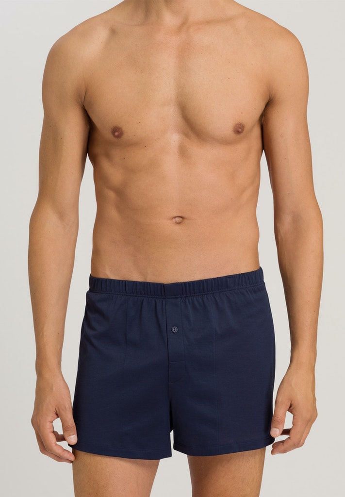 HANRO Midnight Navy Cotton Sporty Boxer with Fly