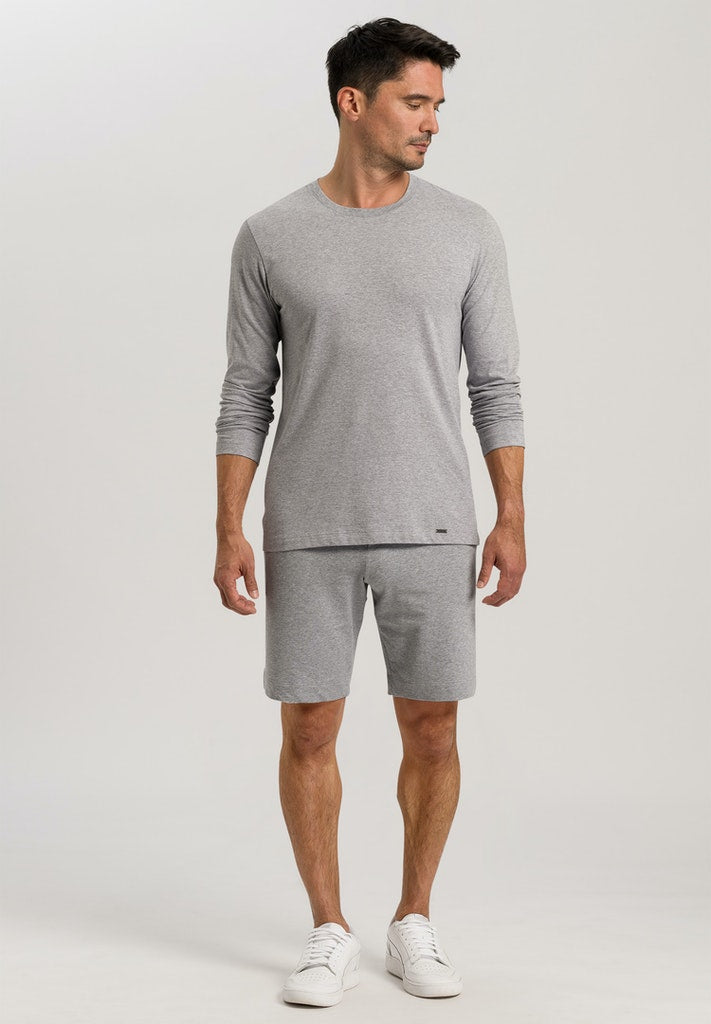 Mens Living Long sleeve Shirt in grey melange | HANRO