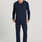 HANRO Mens Casuals Longsleeve V-Neck in deep navy